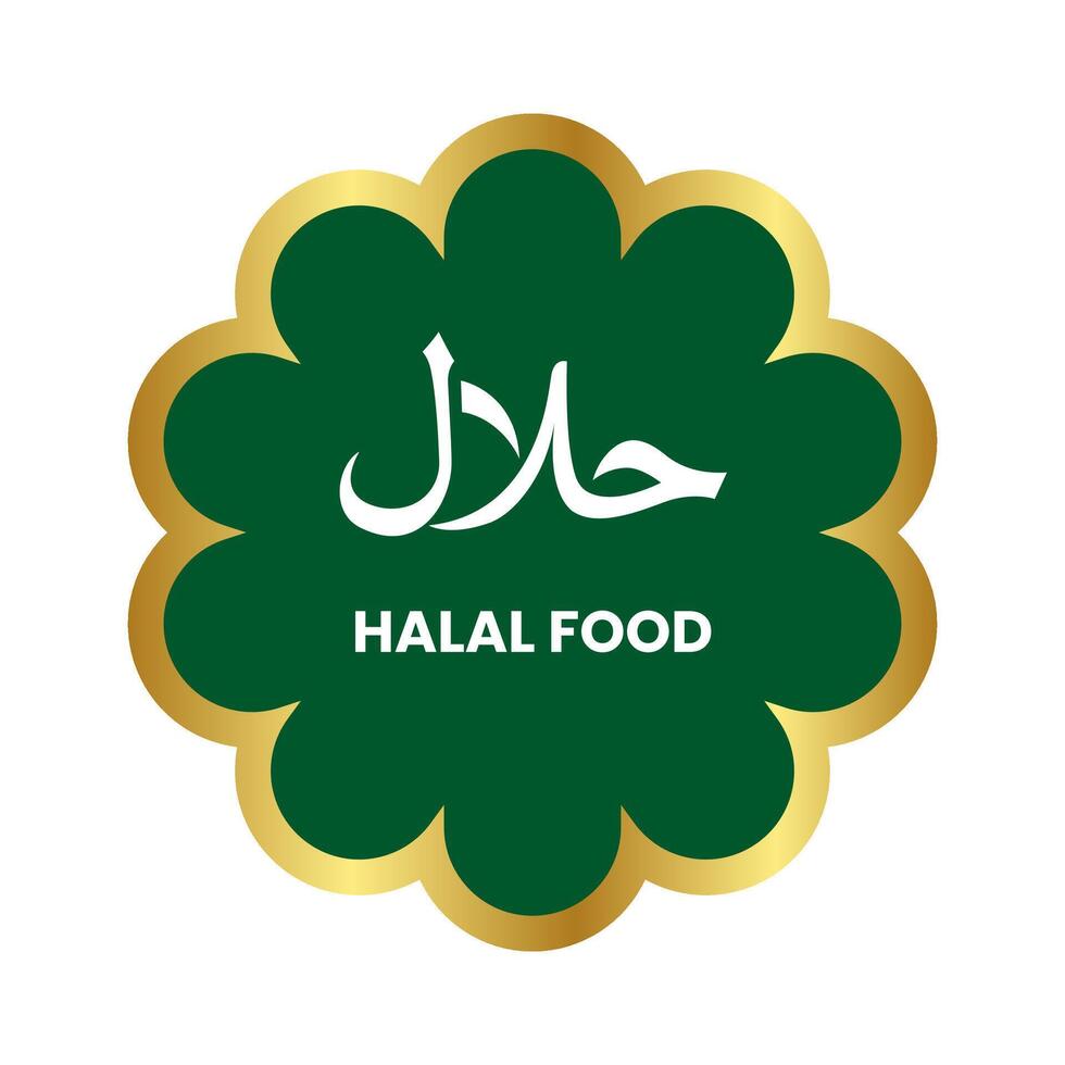 Label green badge halal Illustration vector