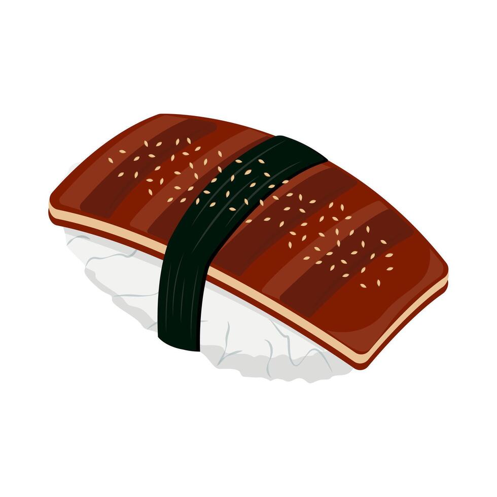 grilled eel sushi isometric illustration vector