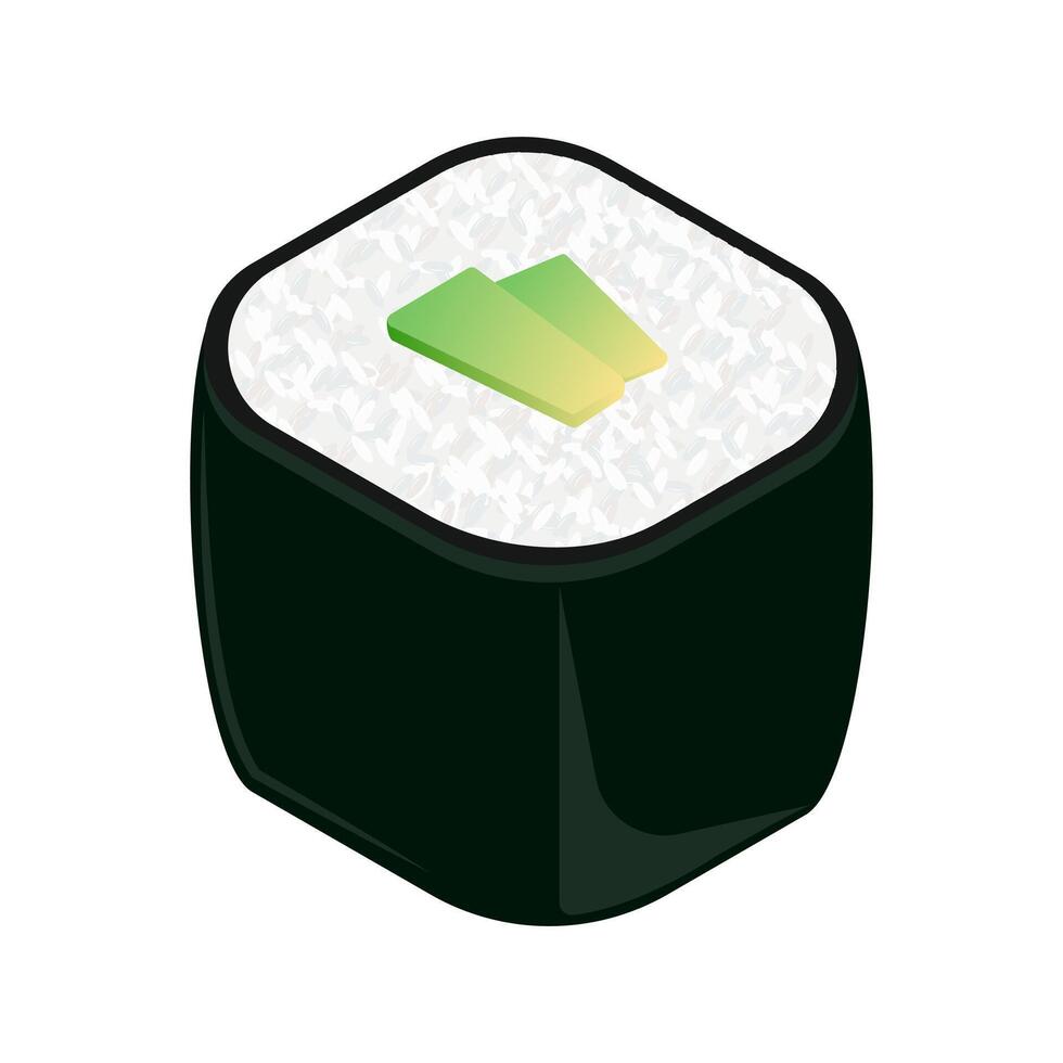 vegetable roll sushi isometric illustration suitable for menu templates vector