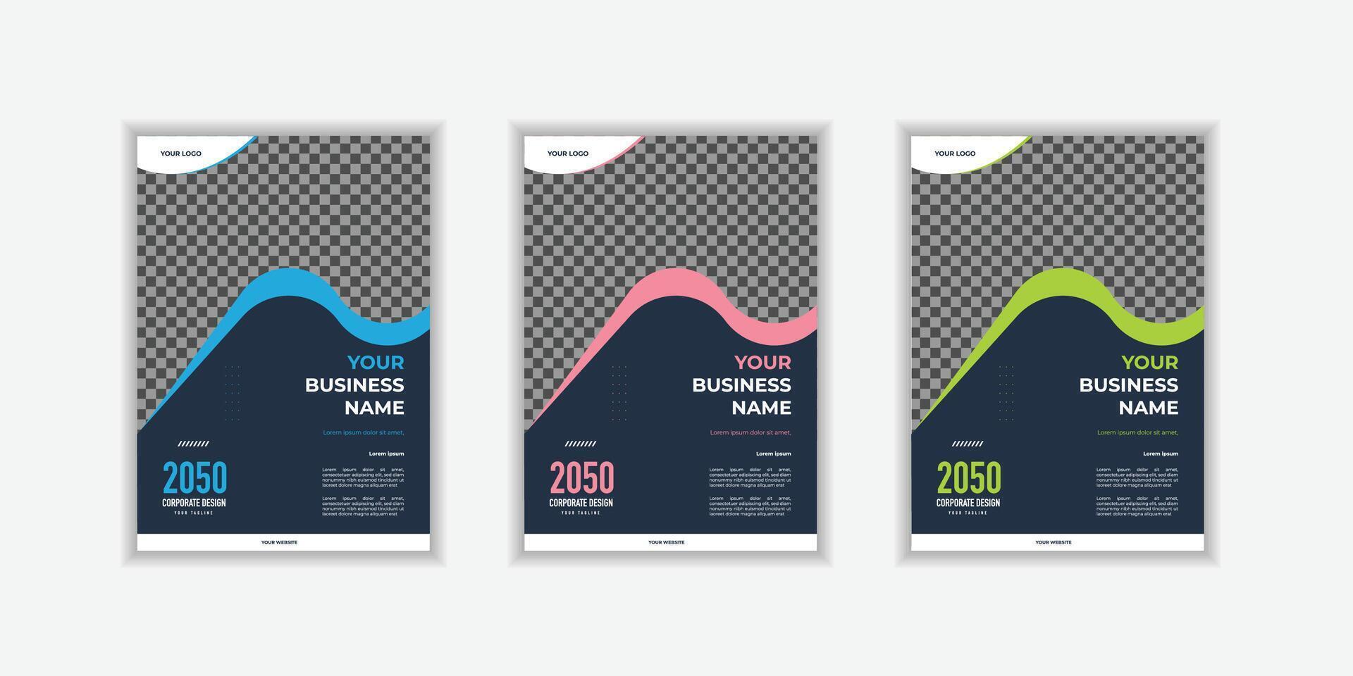 Set Corporate Book Cover Design Template in A4. Can be adapt to Brochure, Annual Report, Magazine,Poster, Business Presentation, Portfolio, Flyer, Banner, annual reports vector