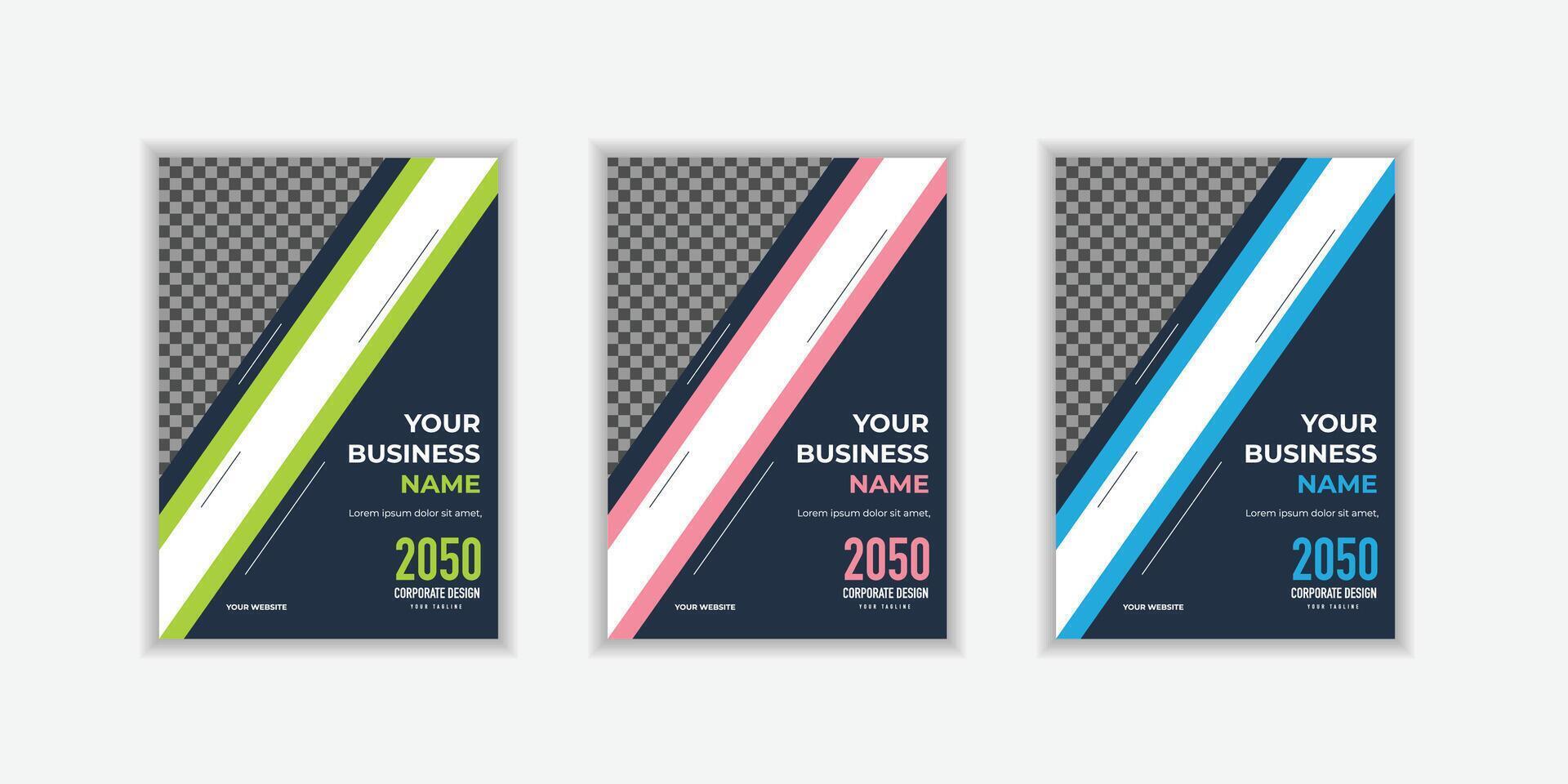 Set Corporate Book Cover Design Template in A4. Can be adapt to Brochure, Annual Report, Magazine,Poster, Business Presentation vector