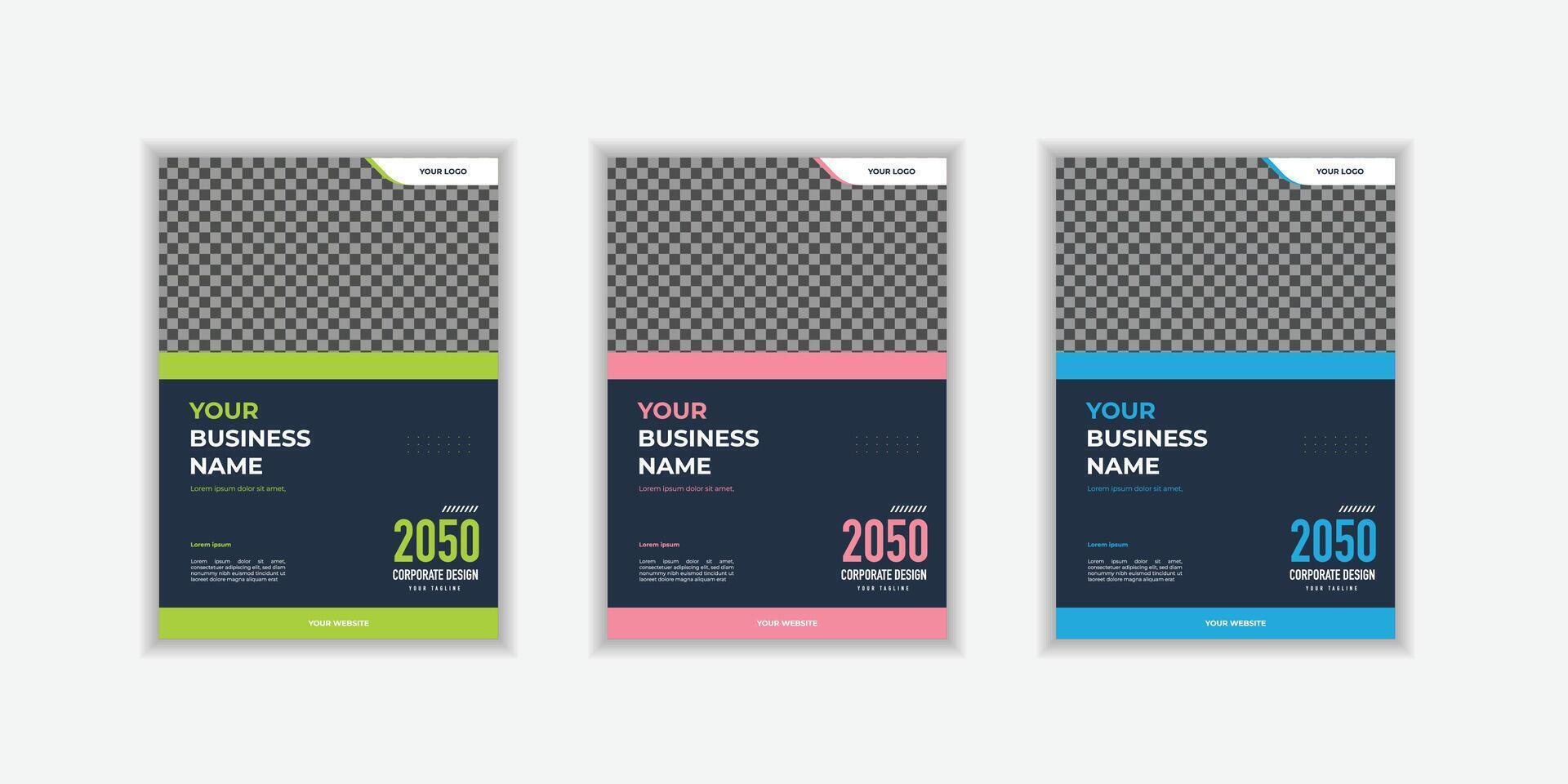 Set Corporate Book Cover Design Template in A4. Can be adapt to Brochure, Annual Report, Magazine,Poster, Business Presentation, Portfolio vector