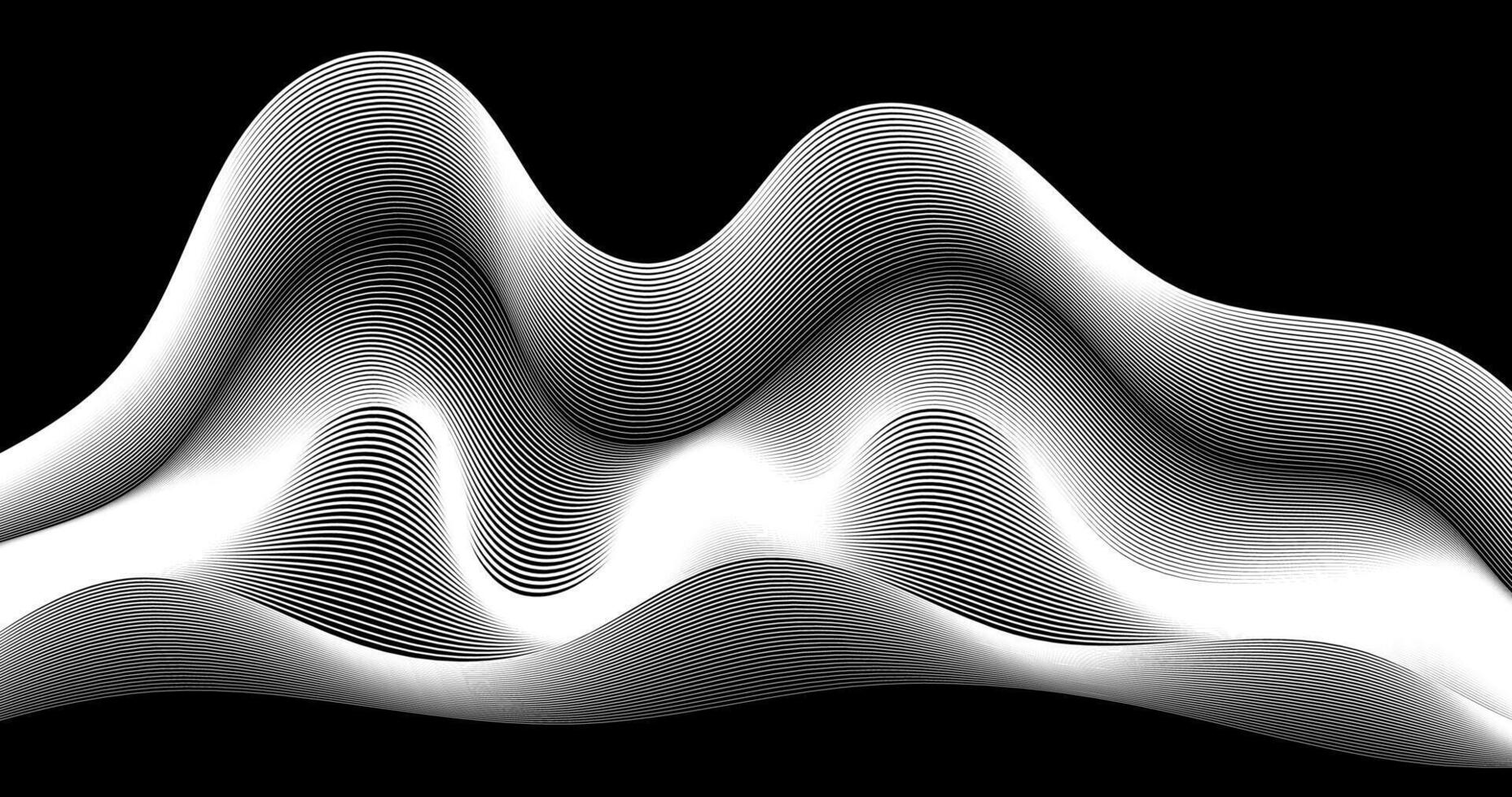 Mountain illustration from Dynamic Abstract lines on black background vector