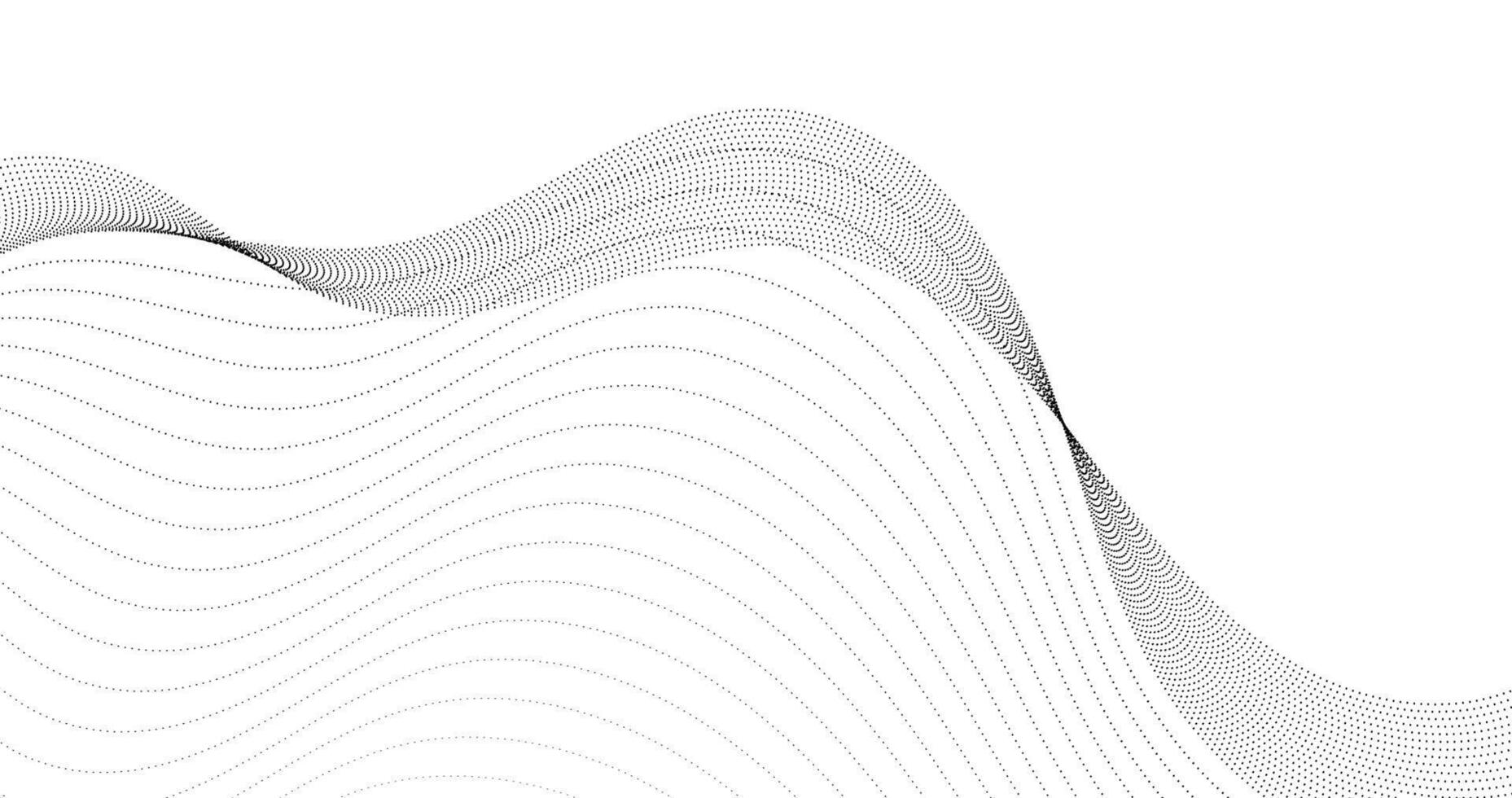 Wave of particles. 3D grid surface. Abstract illustration vector