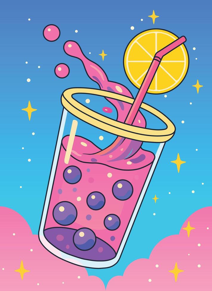 boba drink illustration vector