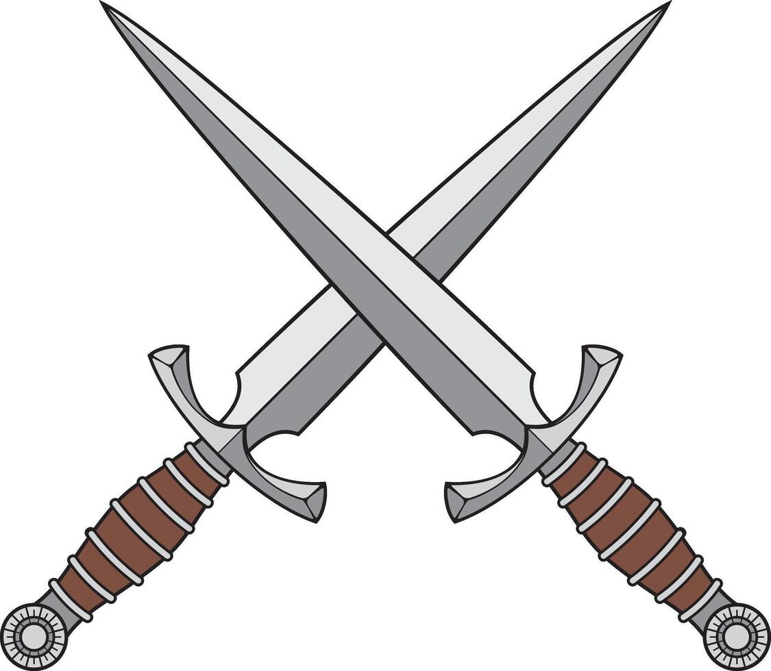 Crossed Vintage Knives Color vector