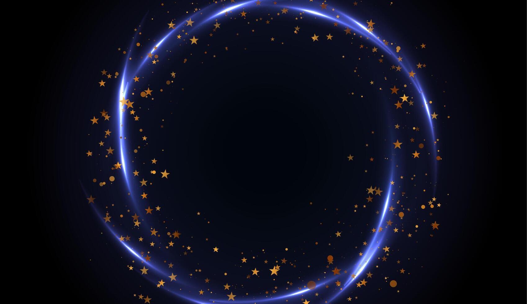 Glowing violet circle and shiny sparkling stars and dots abstract background vector