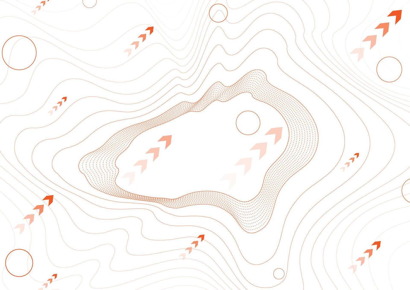 Technology minimal background with orange wavy lines and arrows vector