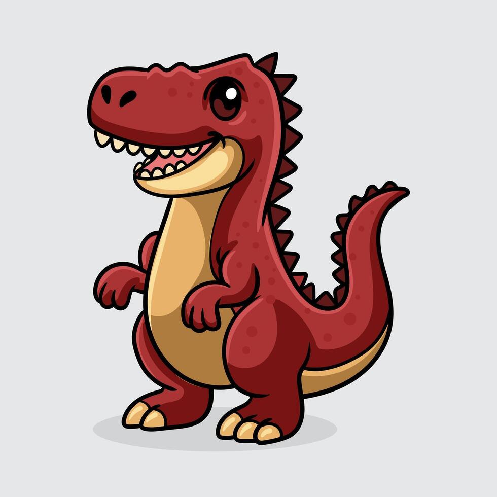 Cute Carcharodontosaurus Dinosaur isolated cartoon illustration with light background vector