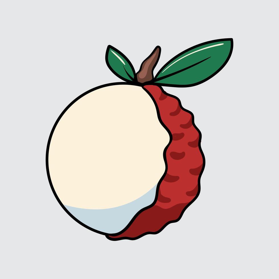 Lychee fruit simple isolated cartoon illustration with a light background vector