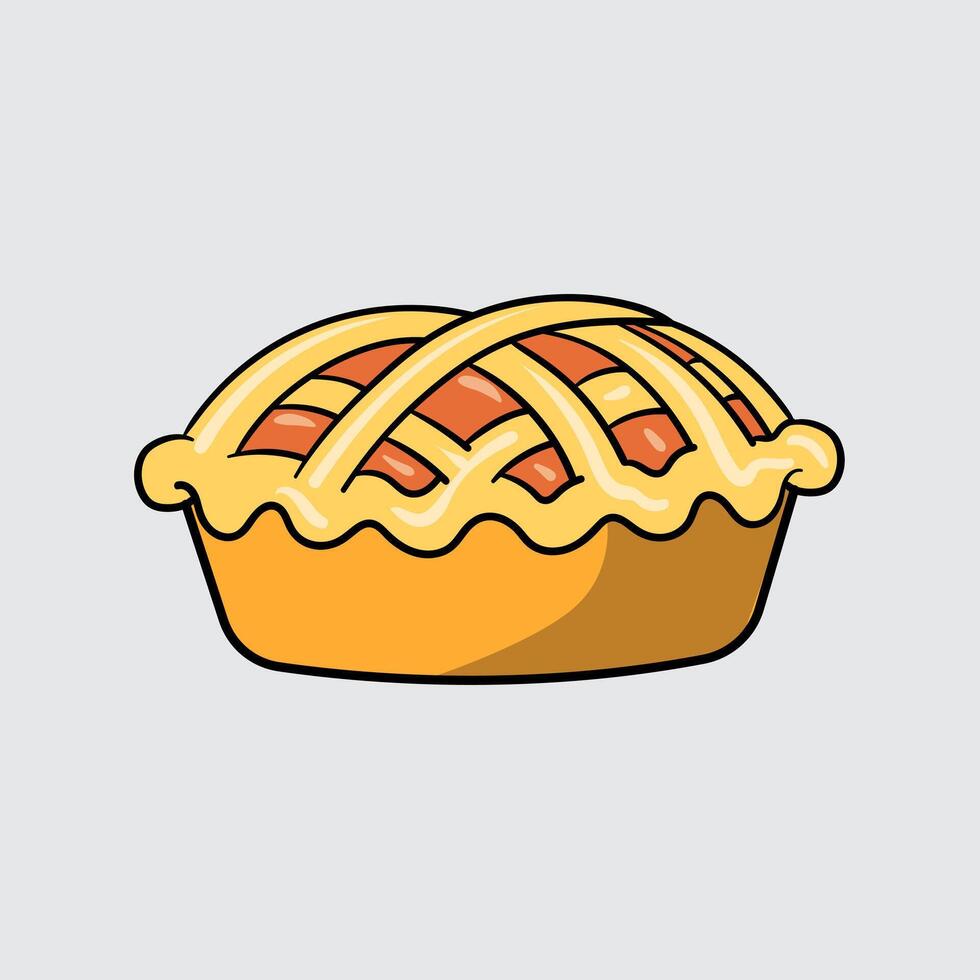 Pie cake simple isolated cartoon illustration with a light background vector