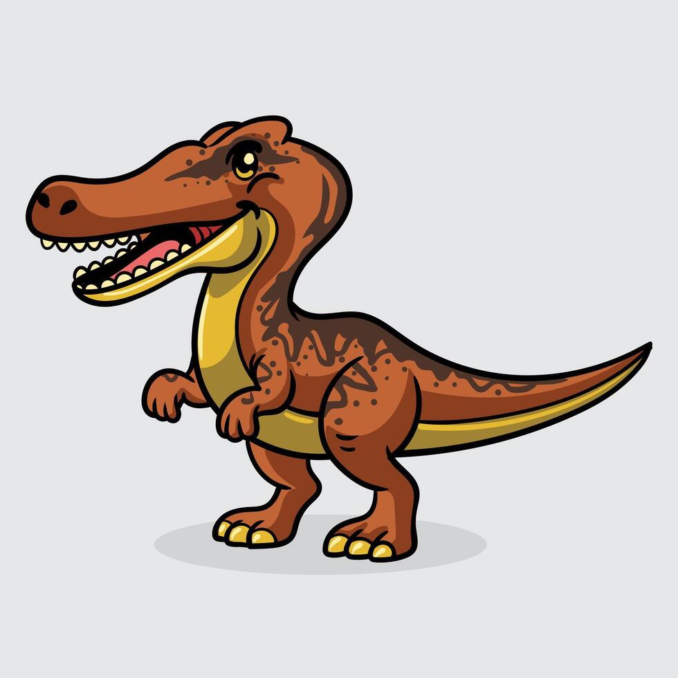 Cute Suchomimus Dinosaur isolated cartoon illustration with light background vector