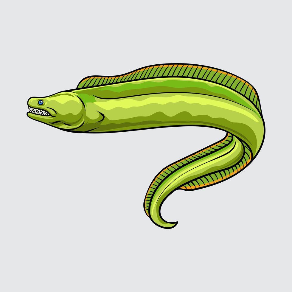 green moray eel simple isolated cartoon illustration with light background vector