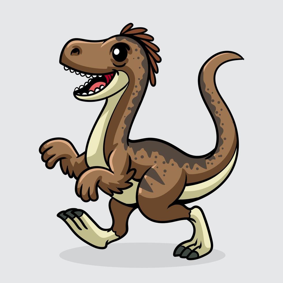 Cute Ornitholestes Dinosaur isolated cartoon illustration with light background vector
