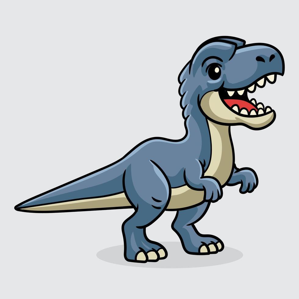 Cute Albertosaurus Dinosaur isolated cartoon illustration with light background vector