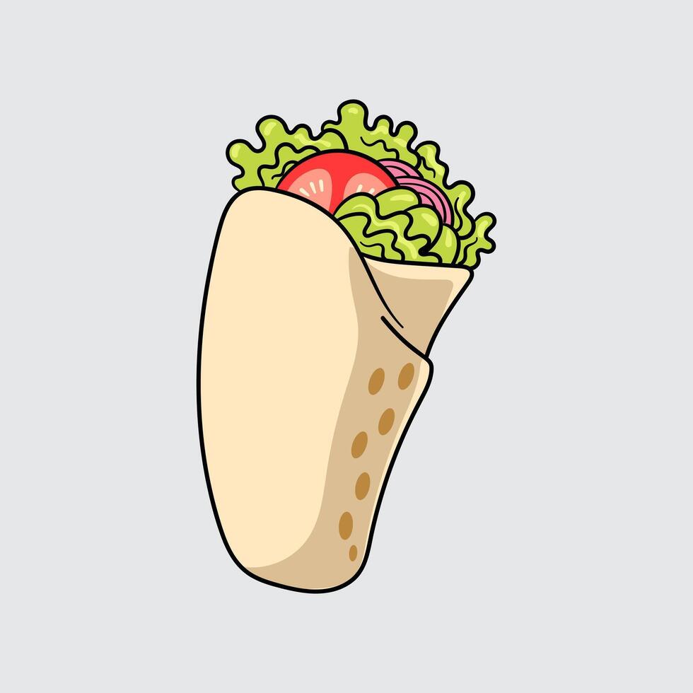 Burrito simple isolated cartoon illustration with a light background vector