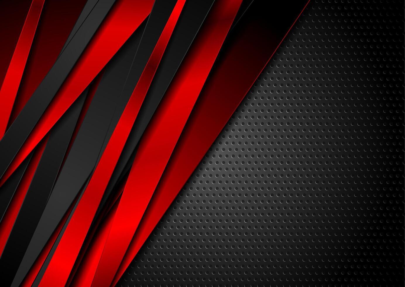 Black red glossy stripes on dark perforated background vector