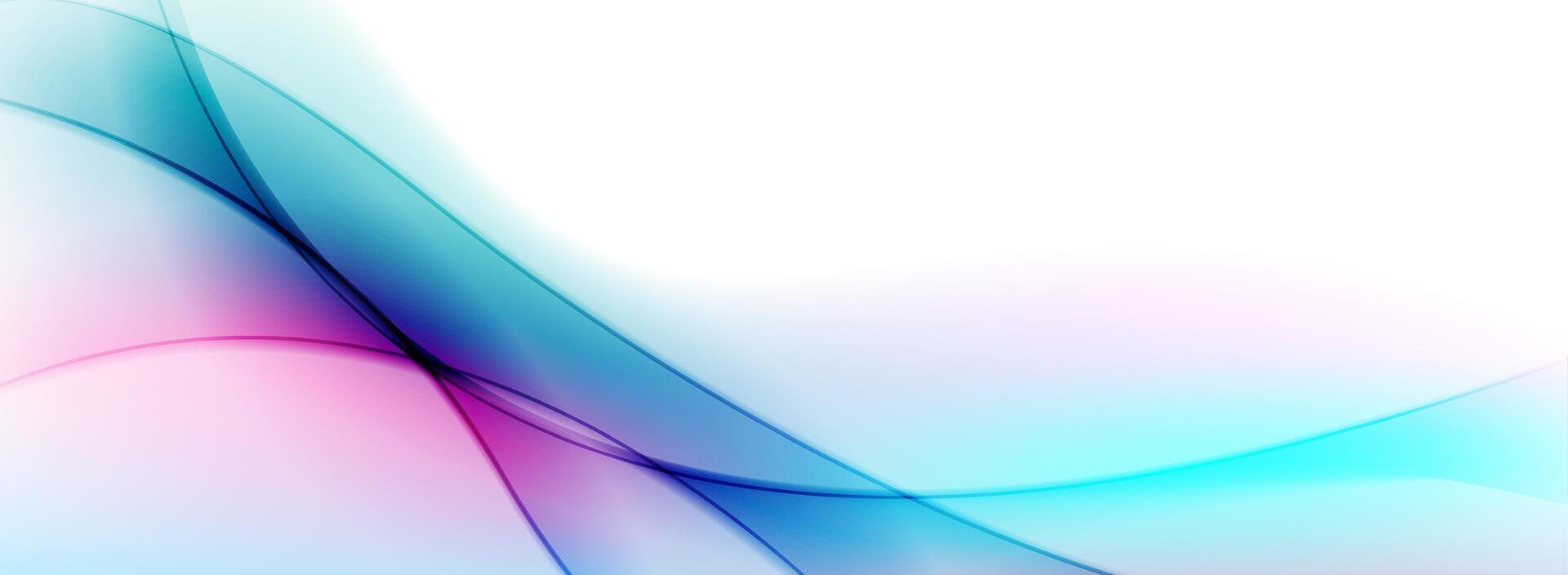 Blue and purple abstract glowing waves on white background vector