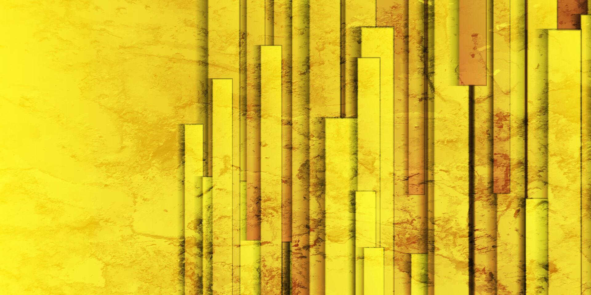 Bright yellow abstract geometric grunge background with stripes vector