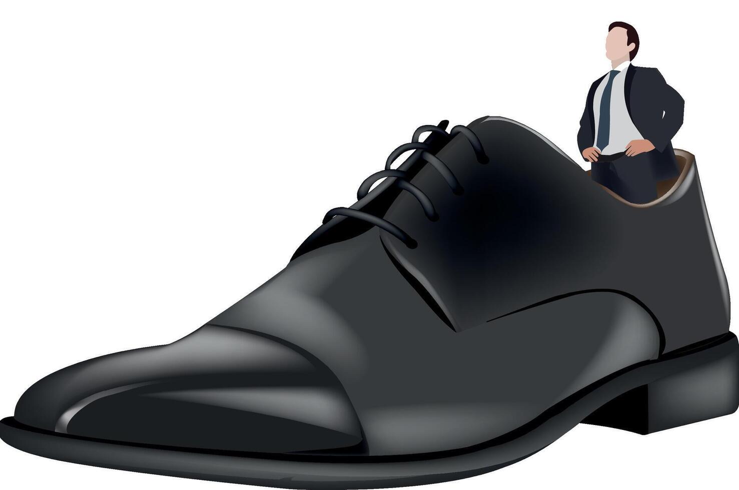 A man in a suit and tie standing in a shoe vector
