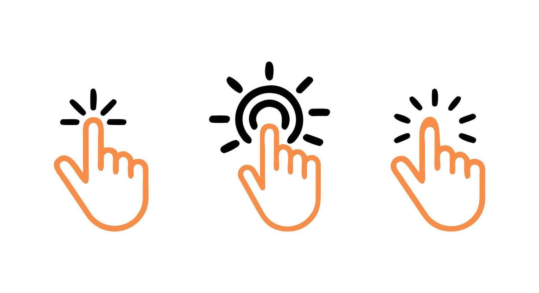Click Hand Pointer Icons Set with Outline Style vector