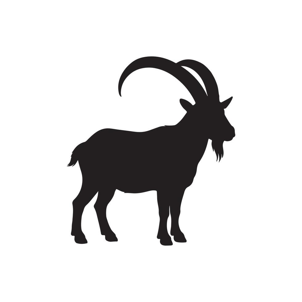Wild goat silhouette isolated on white vector