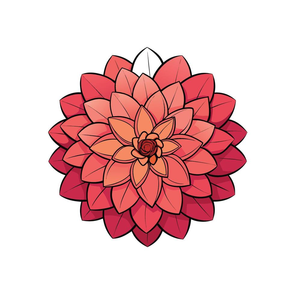 Stylized dahlia flower with layered petals and bold outline vector