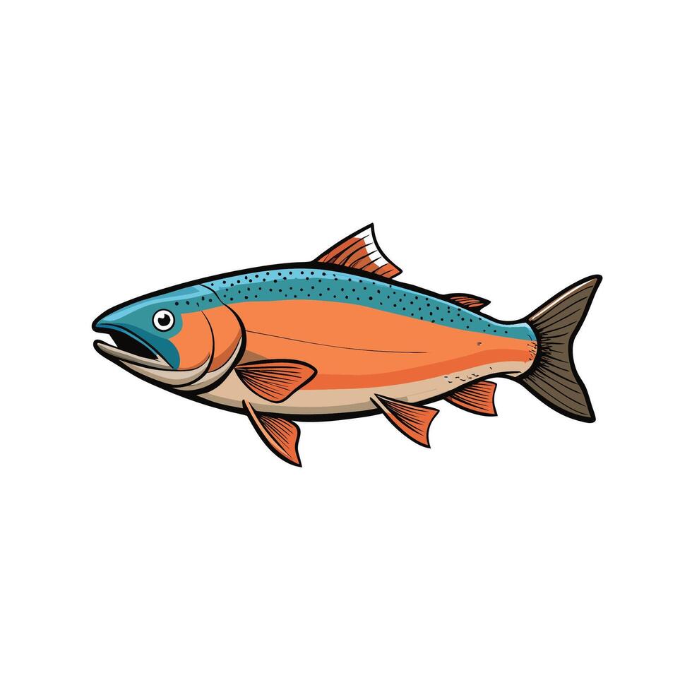 Cartoon fish illustration with bold outlines and bright colors vector