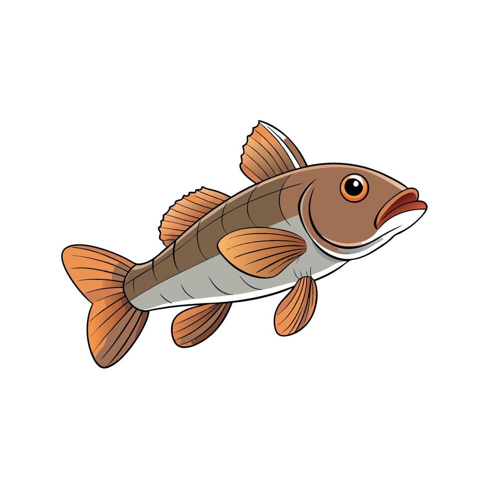 Cartoon fish illustration swimming in front of a white background vector