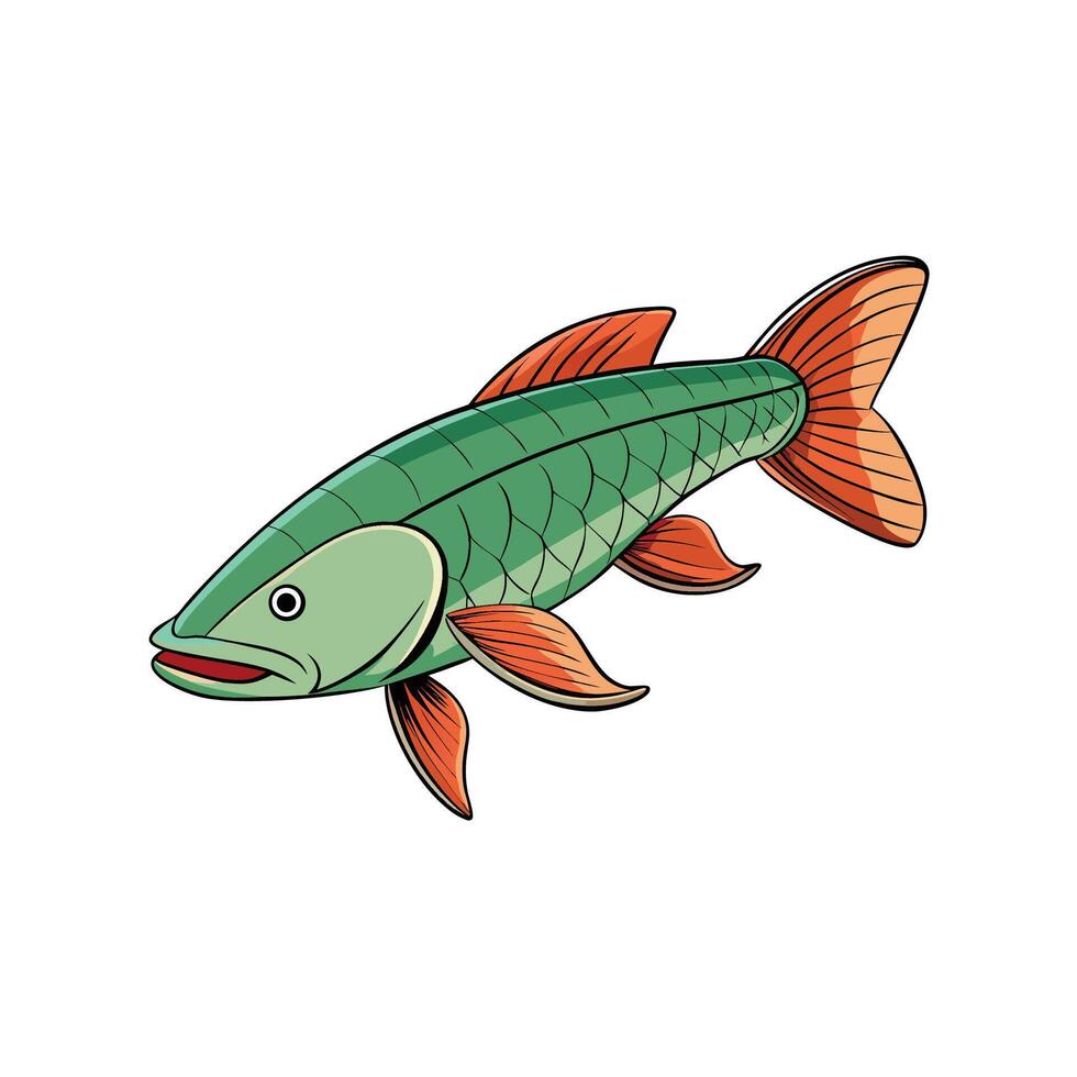 Cartoon style fish swimming left against a white background vector