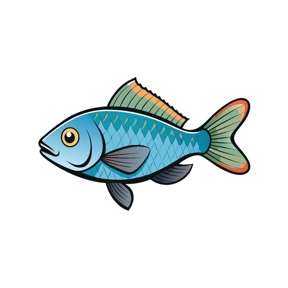 Cartoon style fish illustration on a white background vector