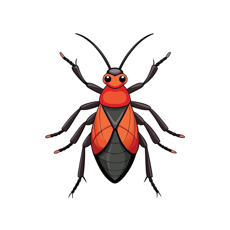 Cartoon orange and black bug isolated on white background vector