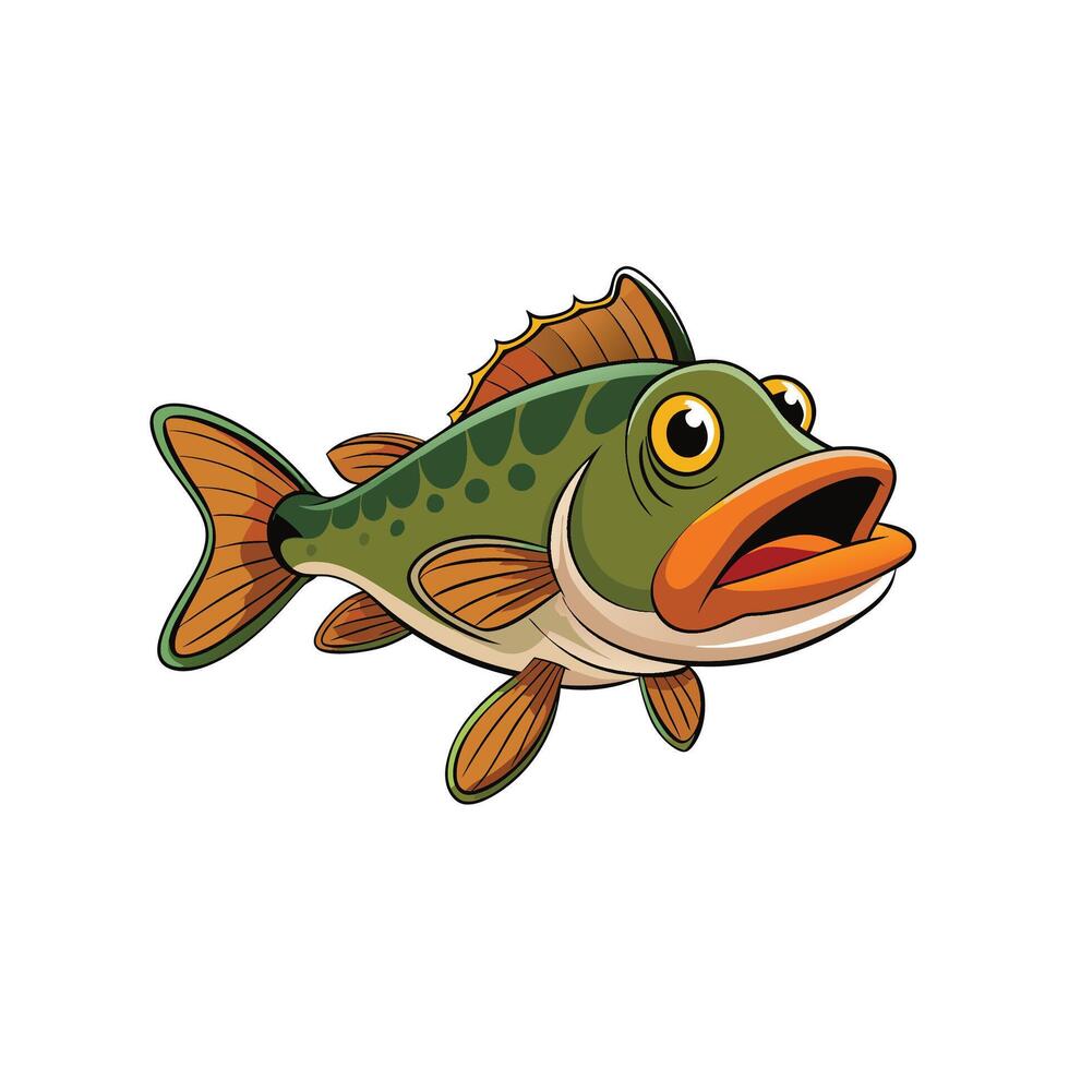 Cartoon largemouth bass with open mouth on white background vector