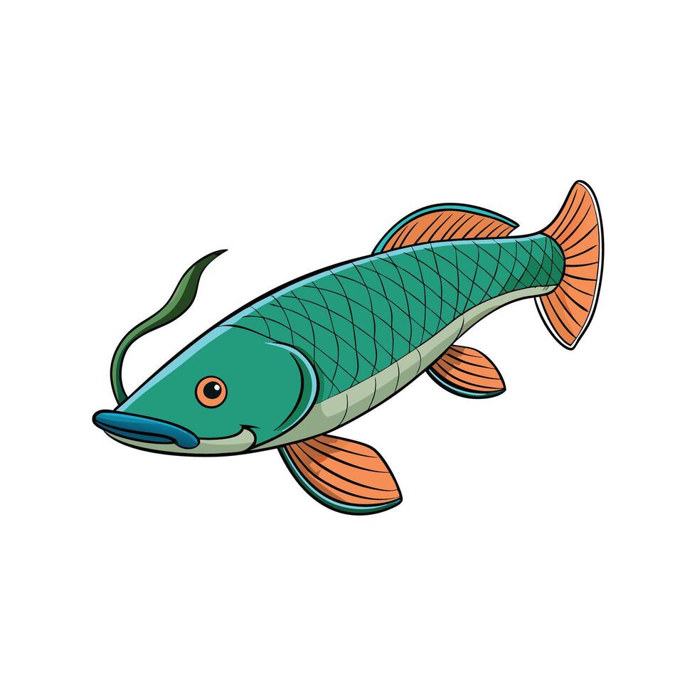 Illustration of a colorful arowana fish with unique scales vector