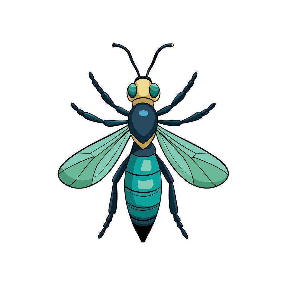 Cartoon illustration of stylized wasp isolated on white backdrop vector