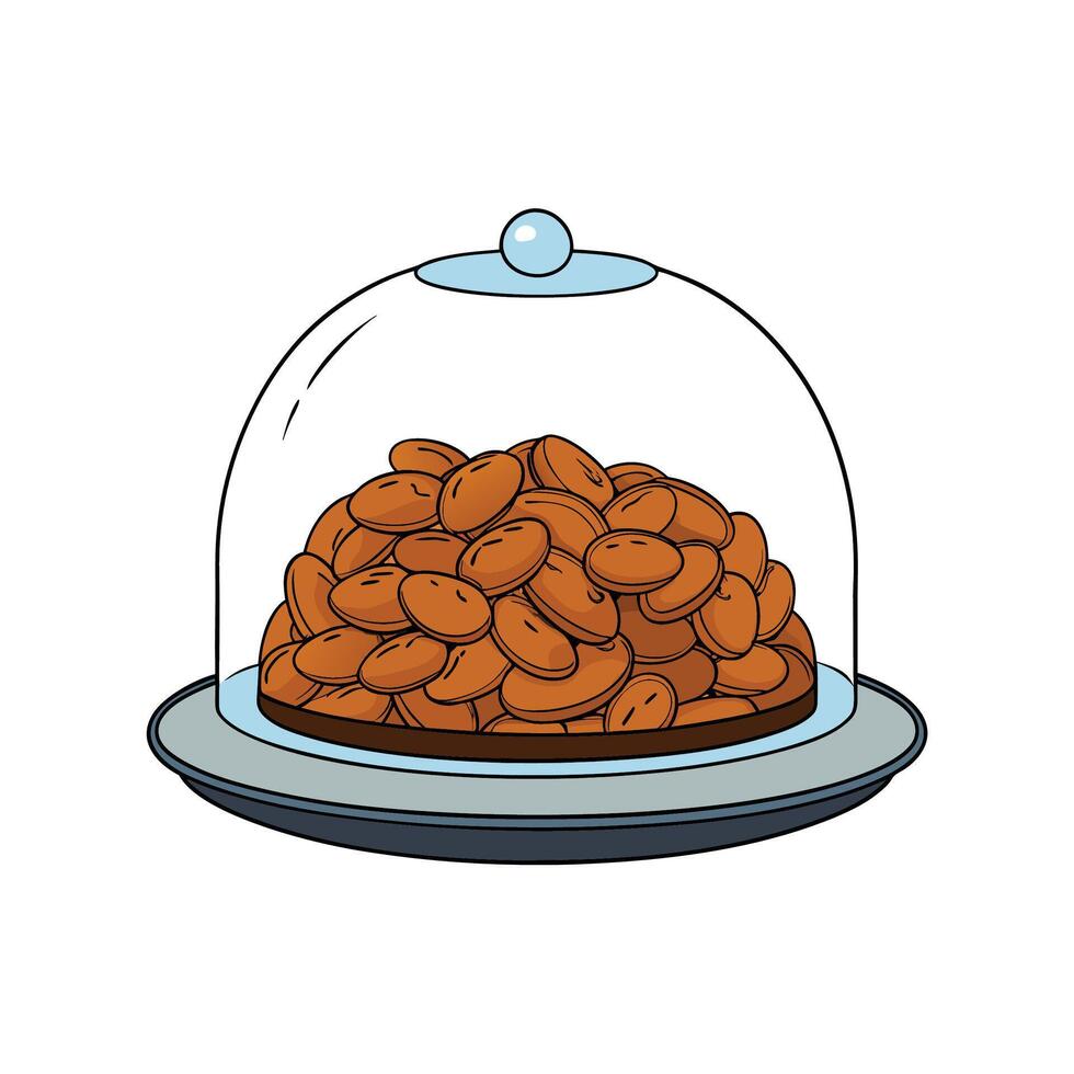 Cartoon style illustration of lentils under a glass dome vector