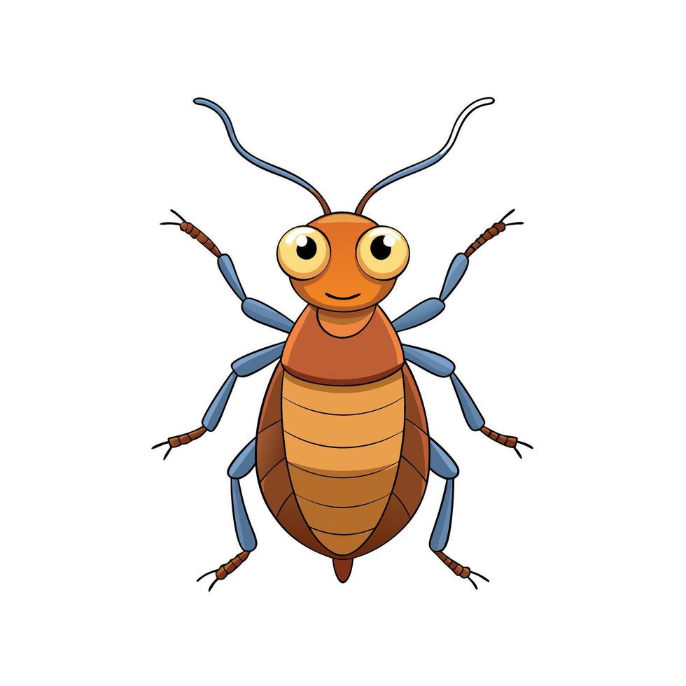 Cartoon cockroach illustration in a fun, playful style vector