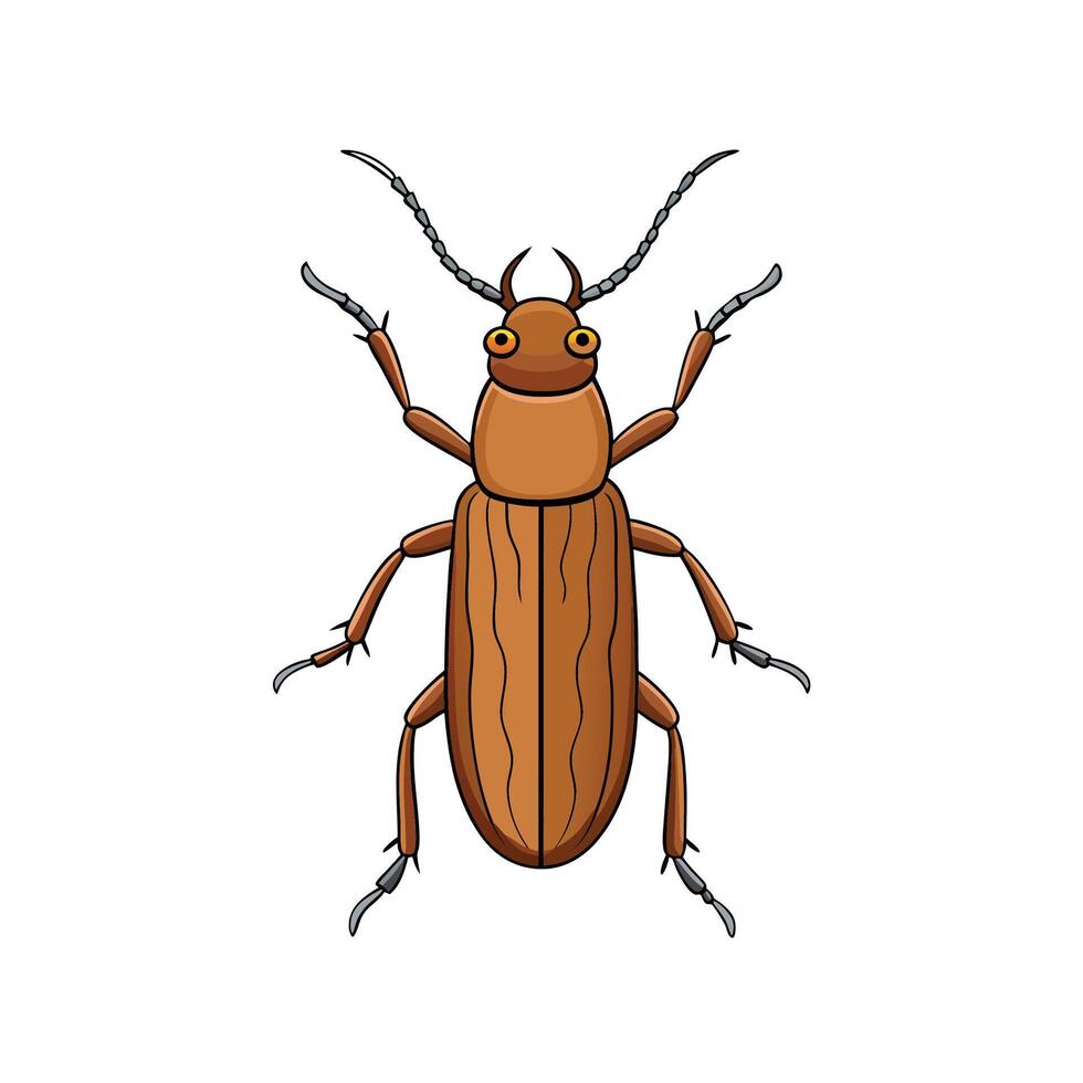 Cartoon beetle illustration with brown shell and funny face vector