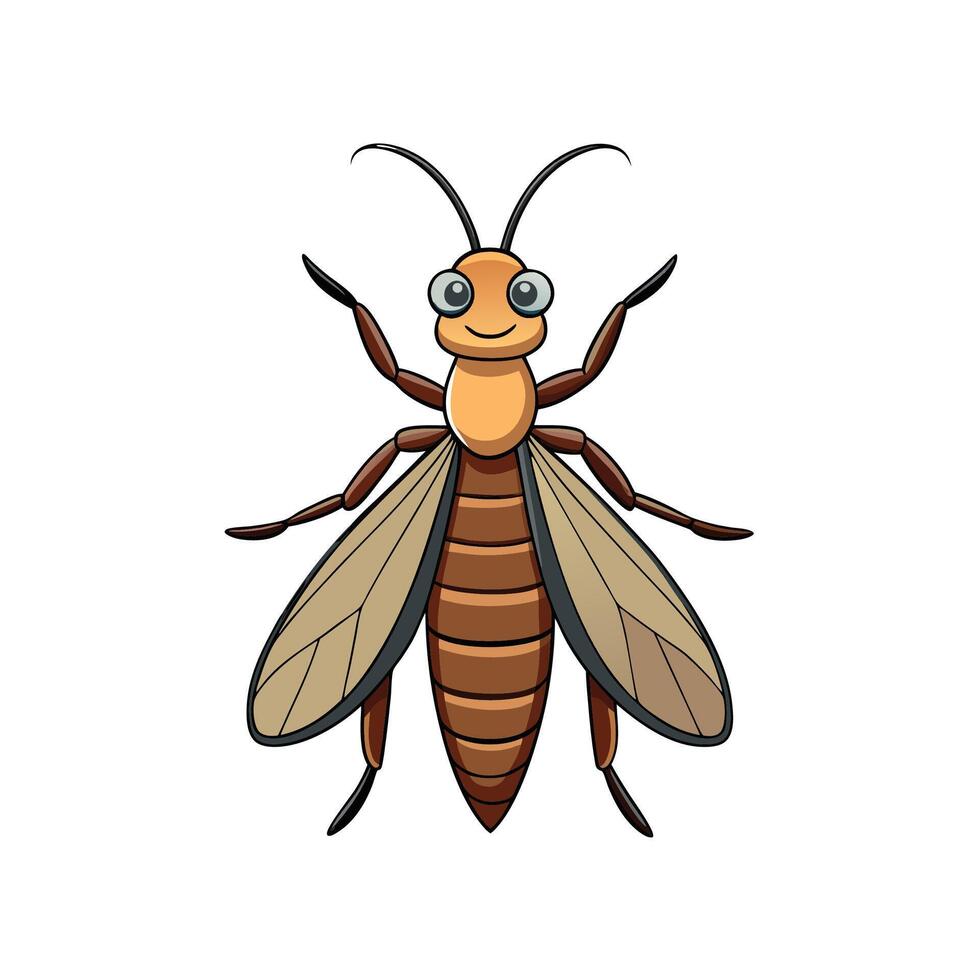 Cartoon cockroach insect character with wings and antennae vector
