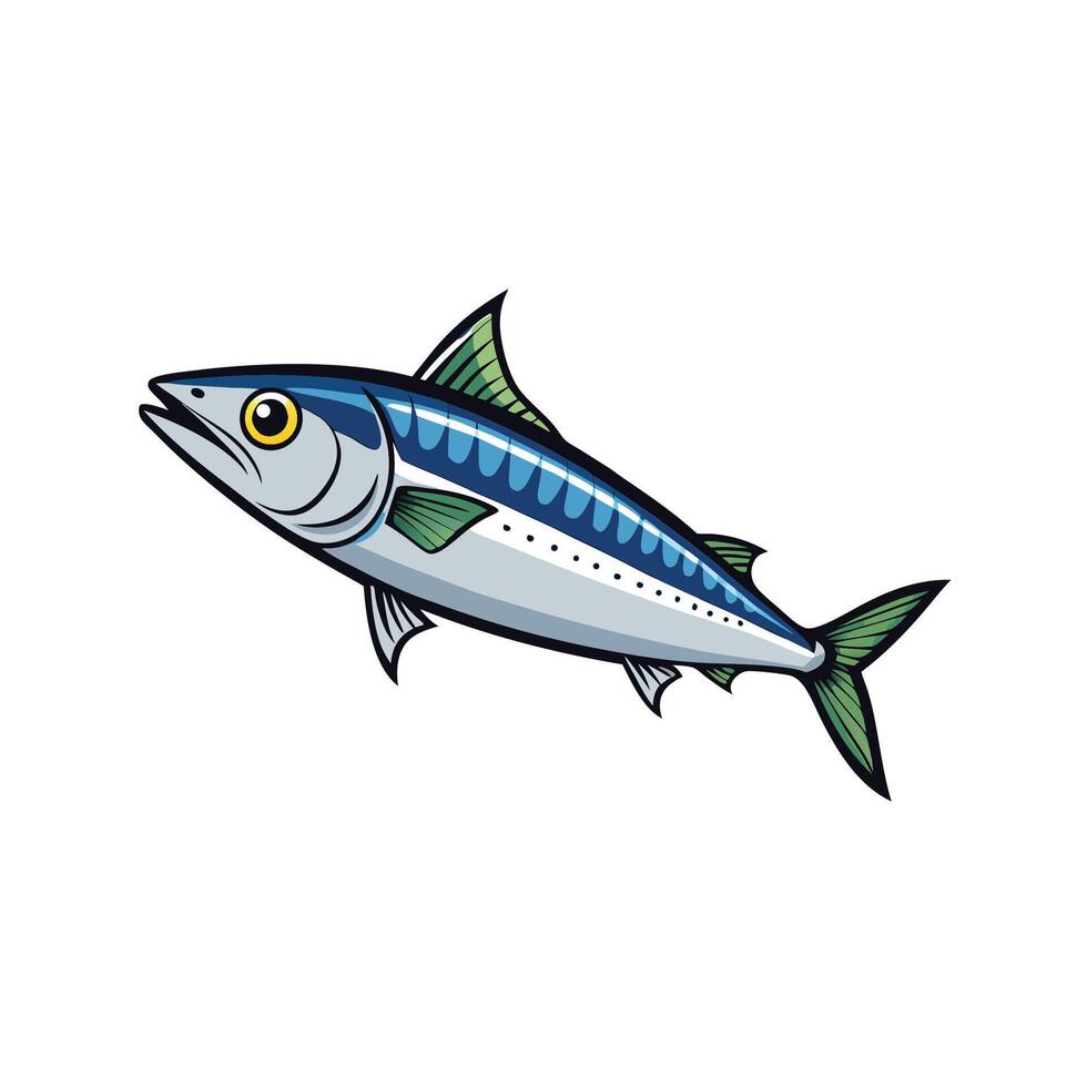 Illustration of a blue mackerel fish isolated on white vector