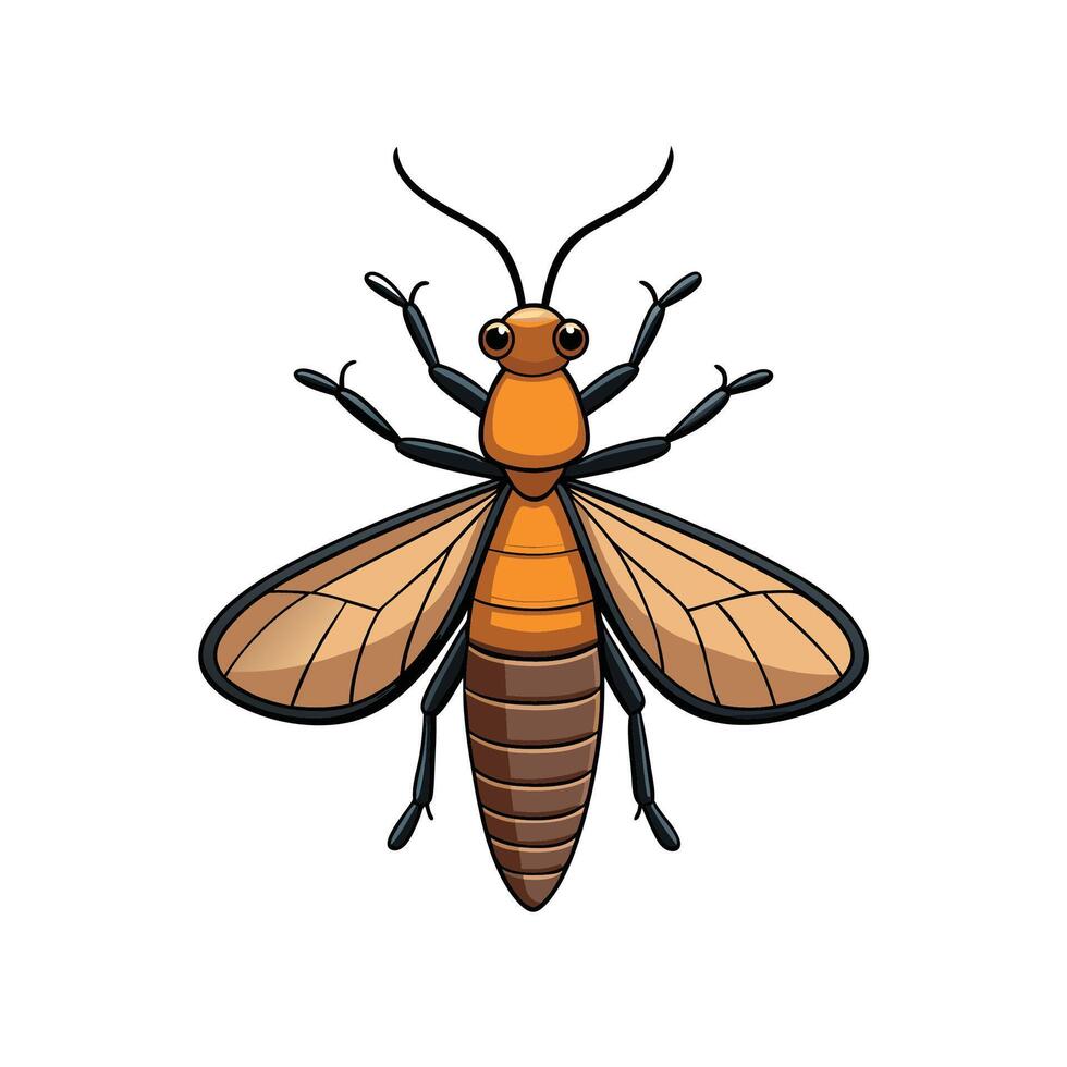 Isolated cartoon sawfly illustration with wings and segmented body vector