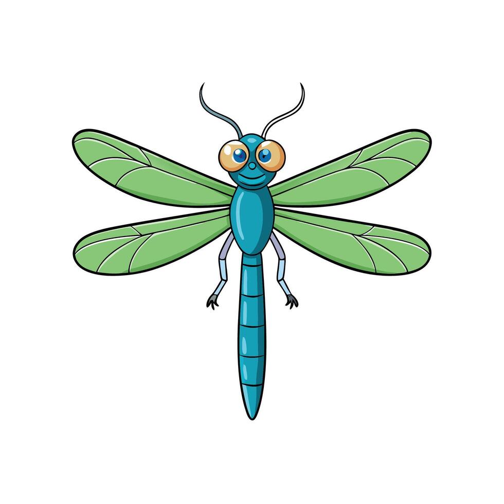 Cheerful cartoon dragonfly illustration isolated on a white background vector