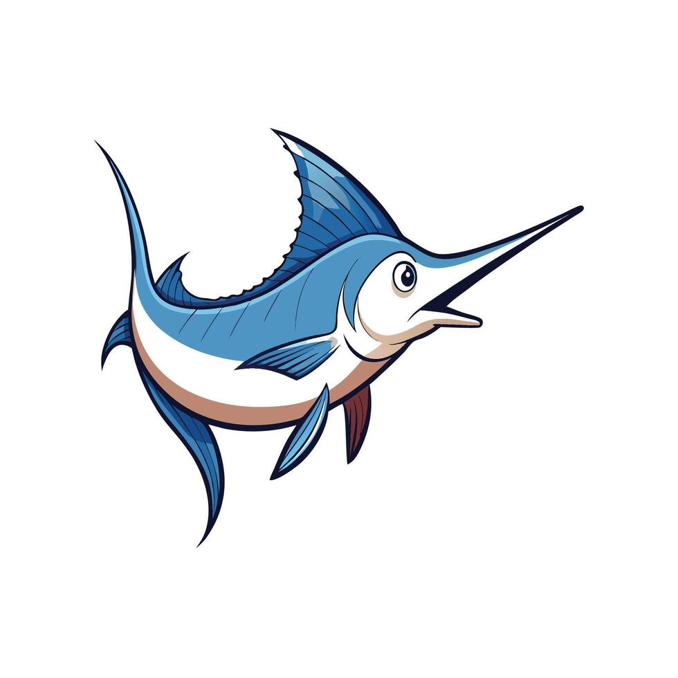 Stylized illustration of a vibrant blue marlin fish vector