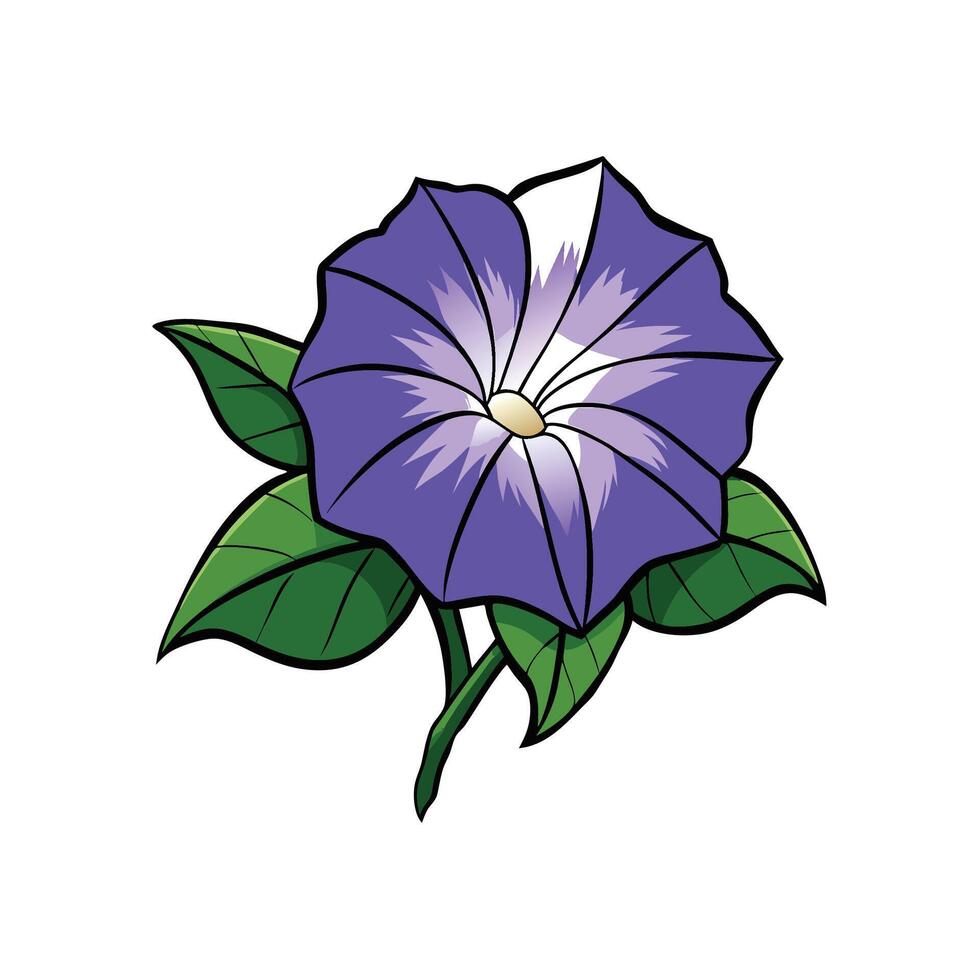 Isolated cartoon morning glory flower illustration on white background vector