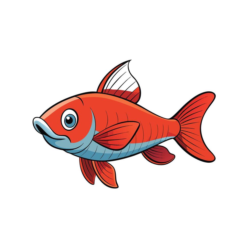 Cartoon goldfish illustration on white background swimming to the left vector