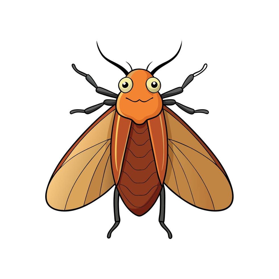 Cartoon illustration of a smiling brown winged insect vector