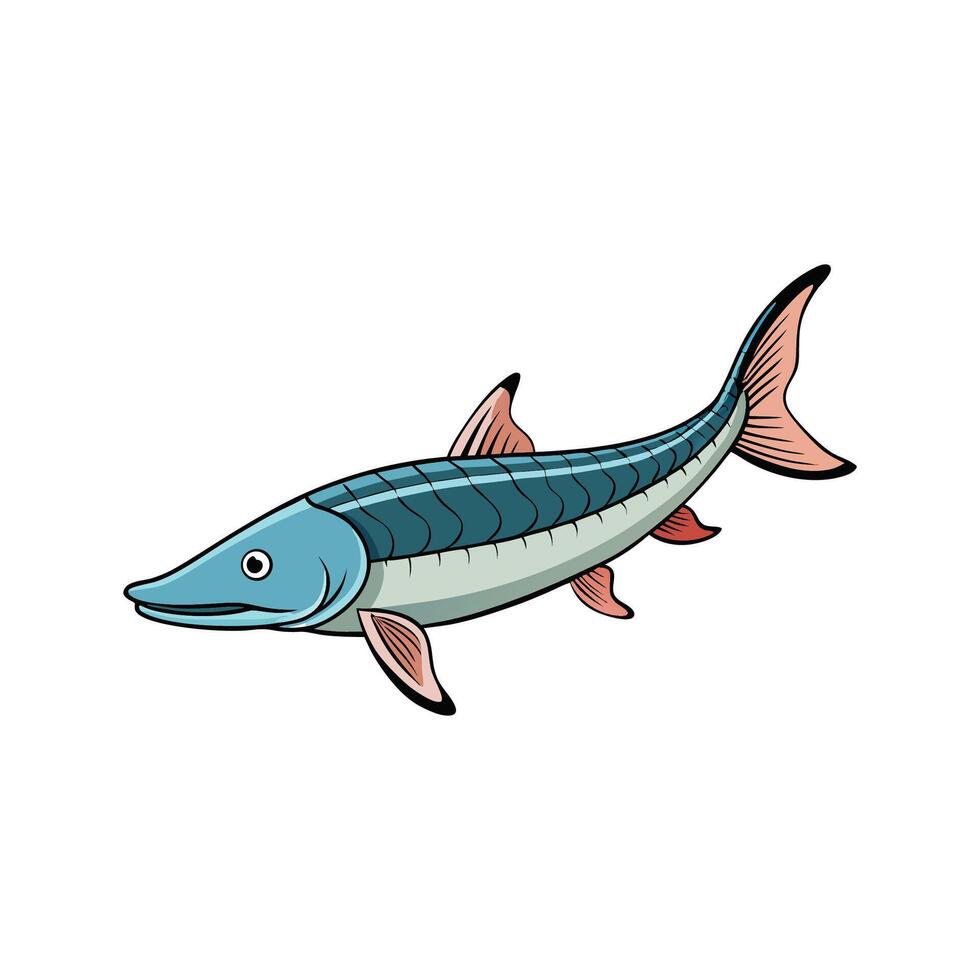 Illustration of a stylized barracuda with blue and pink fins vector