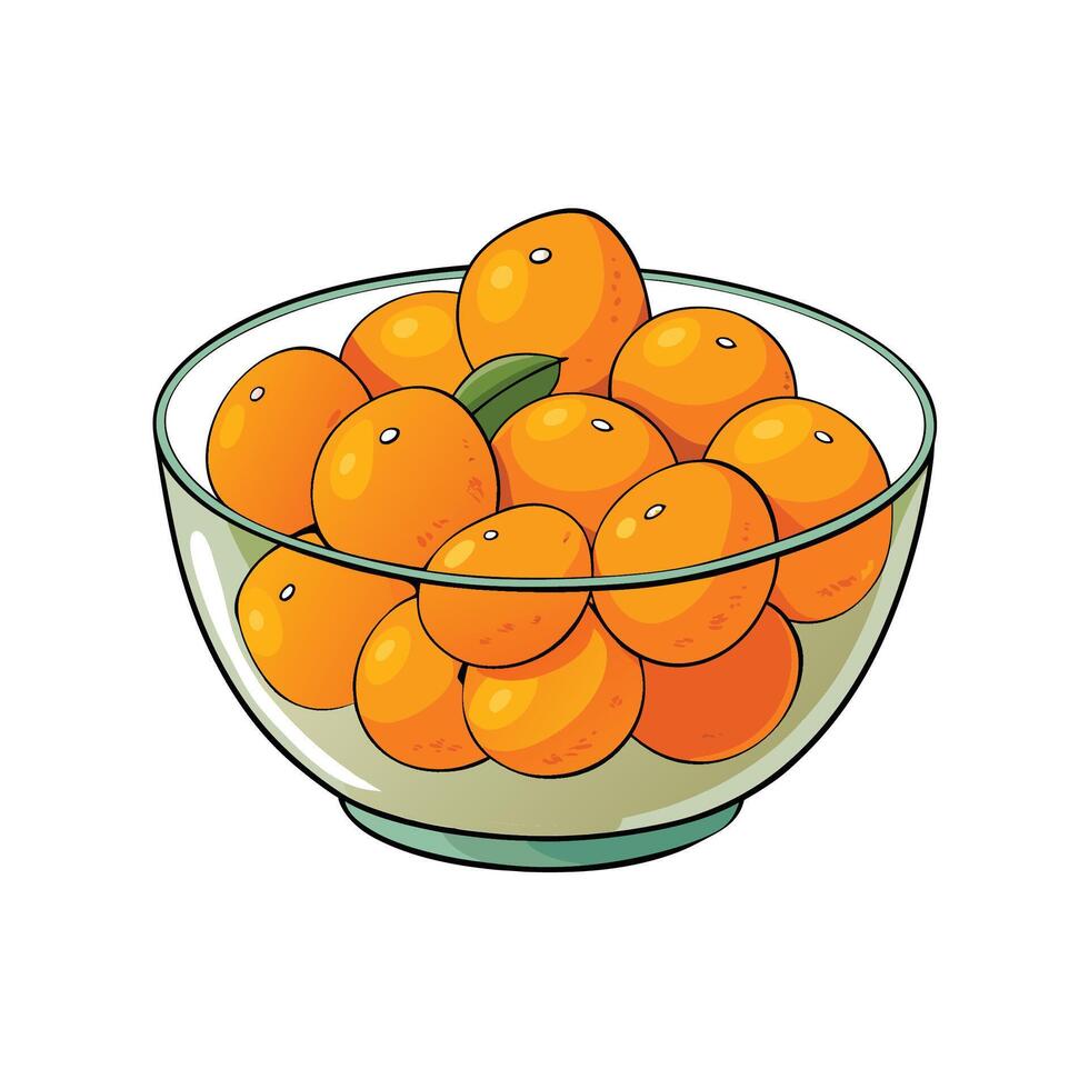 Cartoon Illustration of Bowl Full of Orange Fruits vector