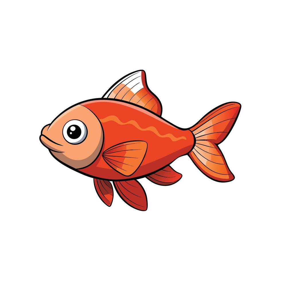 Illustration of orange goldfish, single on clean white background vector