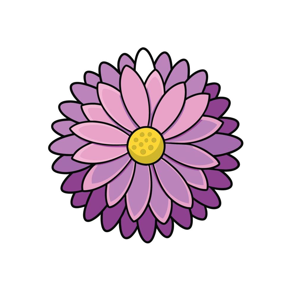 Isolated cartoon flower blossom with purple and pink petals vector